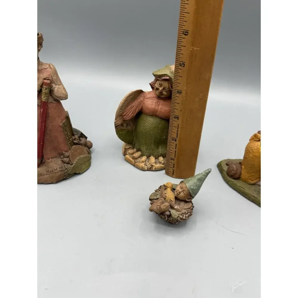 Vintage Tom Clark Cairn Studio Resin Gnome Figurine Lot 4 Jane Wolf 1987